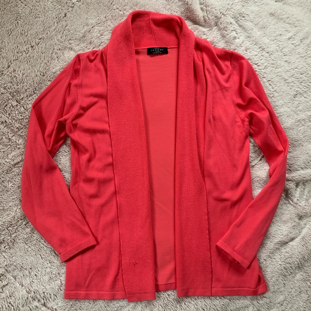 Pink Open-front Fine-knit Cardigan Large